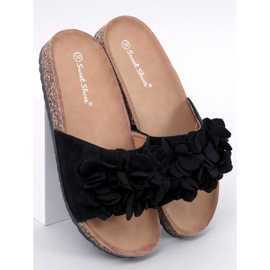 BM Chinelos Fowley Black Flower Cortiça preto 1