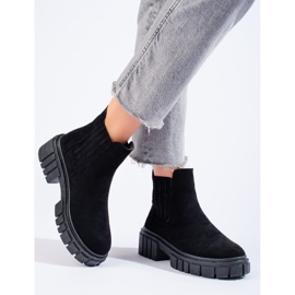 Botas Shelovet Chelsea de mulher de camurça preta preto 1