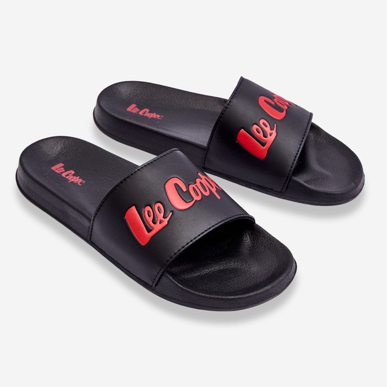 Chinelos masculinos Lee Cooper LCW-23-42-1730 claros preto-vermelho 2