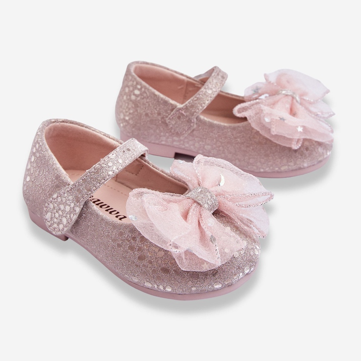 Bailarinas Infantis Com Laço E Velcro Glitter Rosa Elisa Elisa prata 2