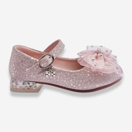 PA1 Bailarinas infantis com laço de velcro prata-rosa Nicola 1