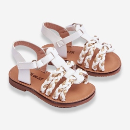 Sandália Infantil De Velcro Com Listras Branca Sammy branco 2