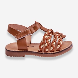 Sandália Infantil Velcro Com Tiras Marrom Sammy 1