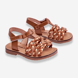 Sandália Infantil Velcro Com Tiras Marrom Sammy 2