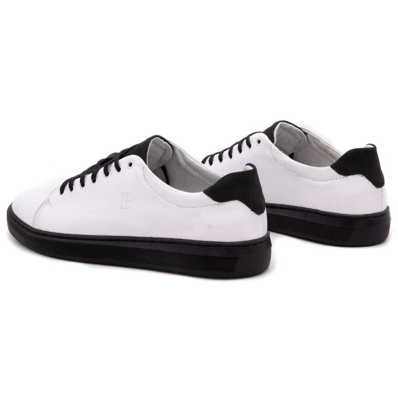 Polbut Sapatos de couro masculino 2109 branco com preto 7