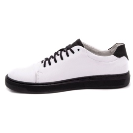 Polbut Sapatos de couro masculino 2109 branco com preto 1