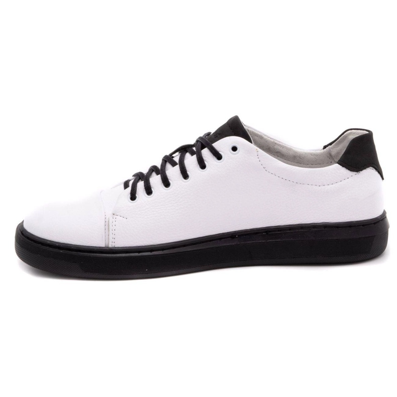 Polbut Sapatos de couro masculino 2109 branco com preto 1