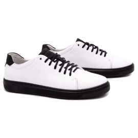 Polbut Sapatos de couro masculino 2109 branco com preto 2
