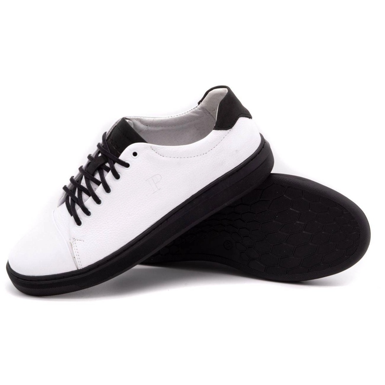 Polbut Sapatos de couro masculino 2109 branco com preto 3