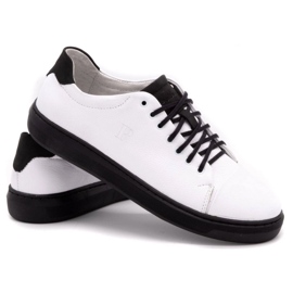 Polbut Sapatos de couro masculino 2109 branco com preto 4
