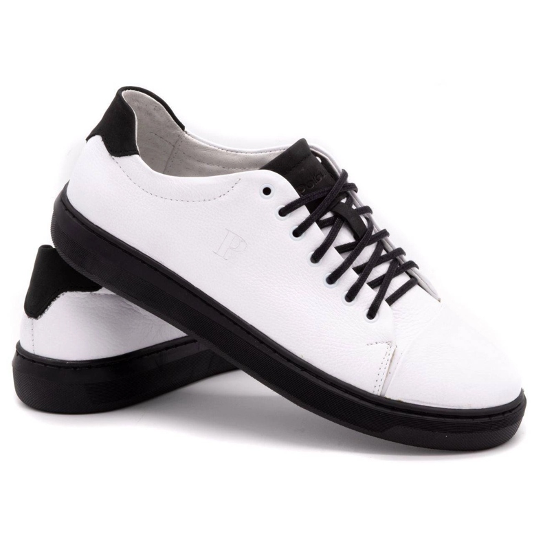 Polbut Sapatos de couro masculino 2109 branco com preto 4