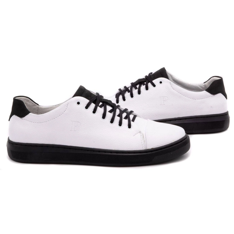 Polbut Sapatos de couro masculino 2109 branco com preto 5