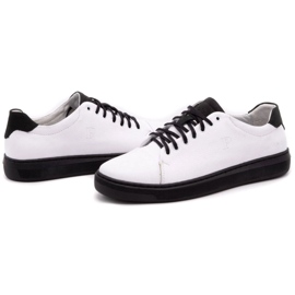 Polbut Sapatos de couro masculino 2109 branco com preto 6