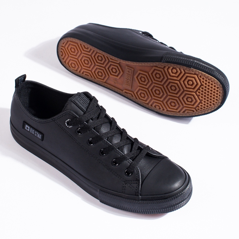 Tênis masculino preto em couro ecológico Big Star KK174009 1