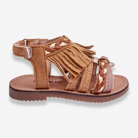Sandália Infantil Velcro Com Borlas Marrom Missy 1