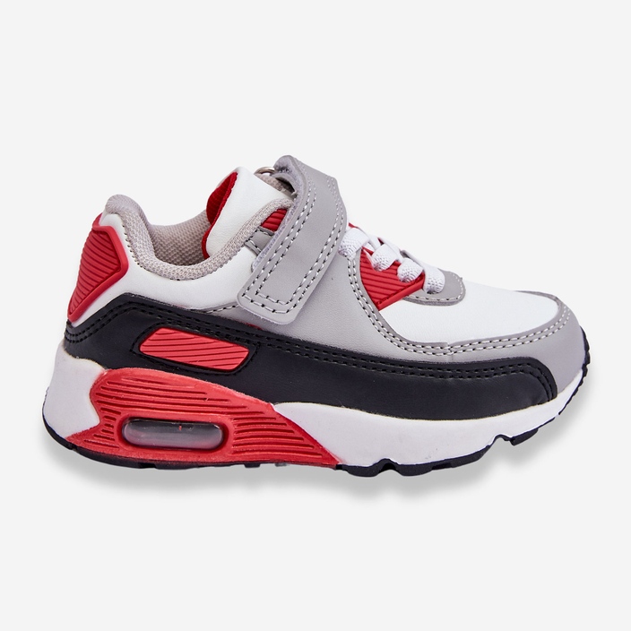 FR1 Tênis esportivo de plataforma de couro infantil branco e vermelho Lori 1