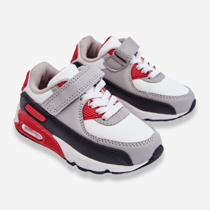 FR1 Tênis esportivo de plataforma de couro infantil branco e vermelho Lori 2