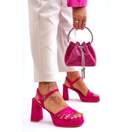 FB2 Sandália Feminina Camurça Plataforma Fuchsia Verda rosa 7