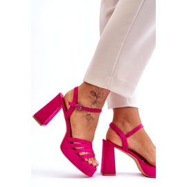 FB2 Sandália Feminina Camurça Plataforma Fuchsia Verda rosa 3