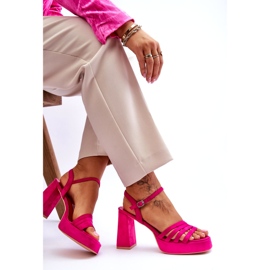 FB2 Sandália Feminina Camurça Plataforma Fuchsia Verda rosa 5