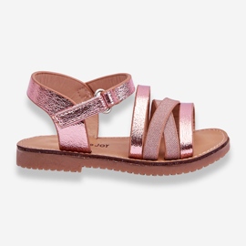 Sandália Infantil Com Riscas Rosa Isla 1