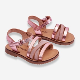 Sandália Infantil Com Riscas Rosa Isla 2