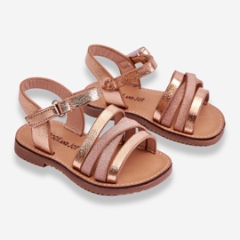 Sandália Infantil com Tiras Rosa Ouro Isla dourado 2