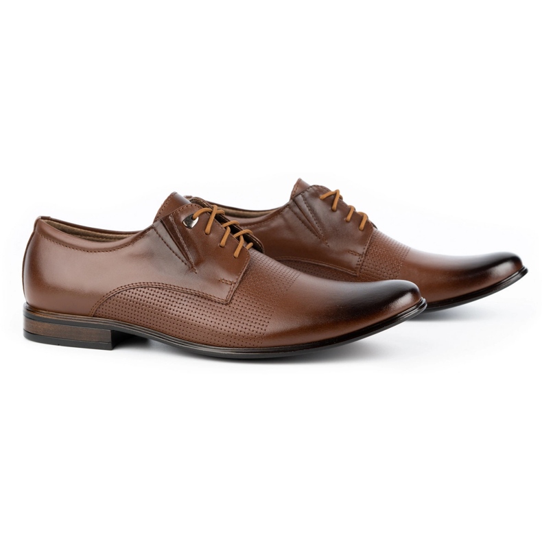 Olivier Sapatos masculinos elegantes de couro 302T3 castanhos 2