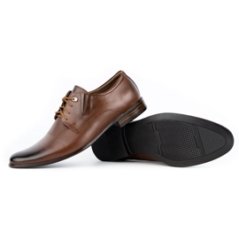 Olivier Sapatos masculinos elegantes de couro 302T3 castanhos 3