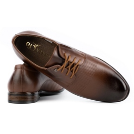 Olivier Sapatos masculinos elegantes de couro 302T3 castanhos 4