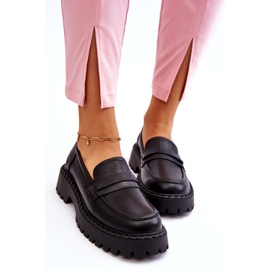 Mocassins femininos Big Star sapatos de couro LL274458 preto 2