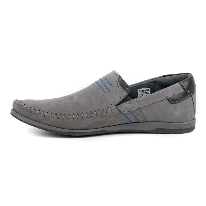 KOMODO Mocassins de couro masculino 876 cinza 1