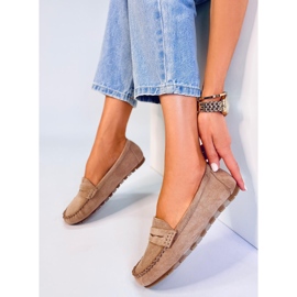 Mocassins de mulher Anaya Khaki em camurça bege 1