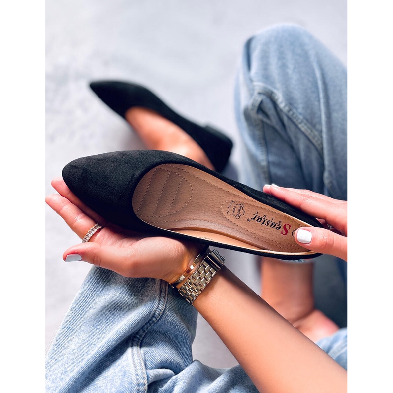 Seastar Bailarinas com aplique de couro Keys Black preto 1