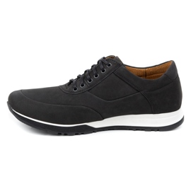 Olivier Sapatos casuais de couro masculino 902KNT nobuck preto 1