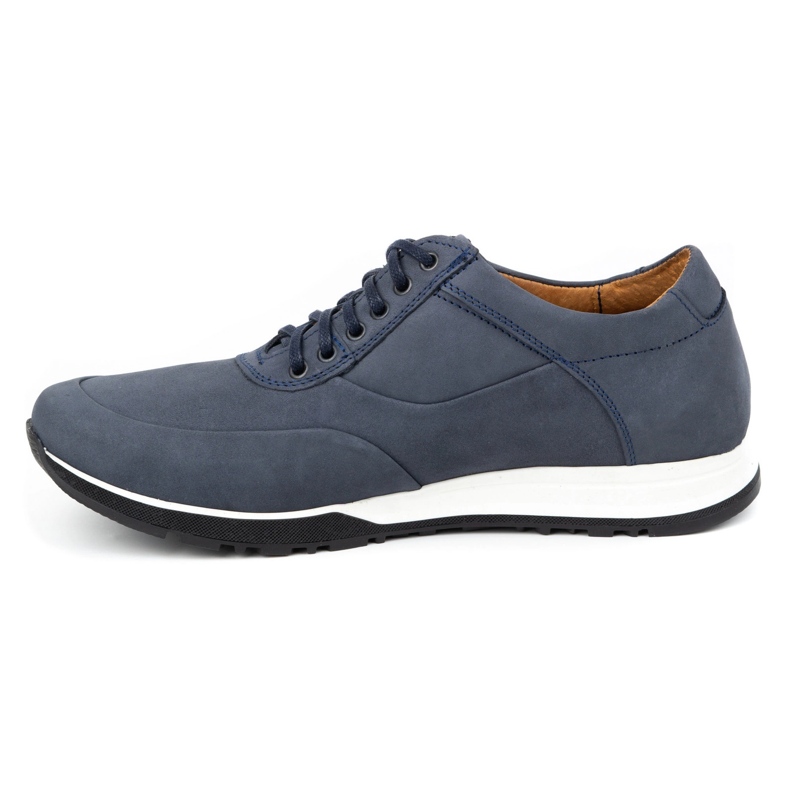 Olivier Sapatos casuais de couro masculino 902KNT nobuck azul marinho 1