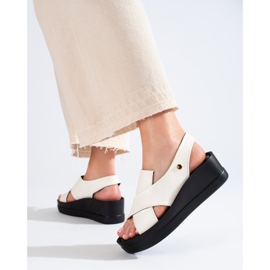 Sandálias de cunha Shelovet de mulher brancas branco 1