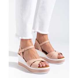 Sandálias femininas de camurça rosa Shelovet 2