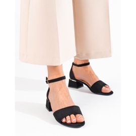 Sandália preta de salto baixo Shelovet preto 1