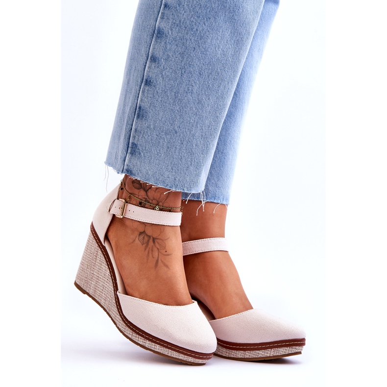 PS1 Sandálias femininas clássicas com cunha bege malani 7