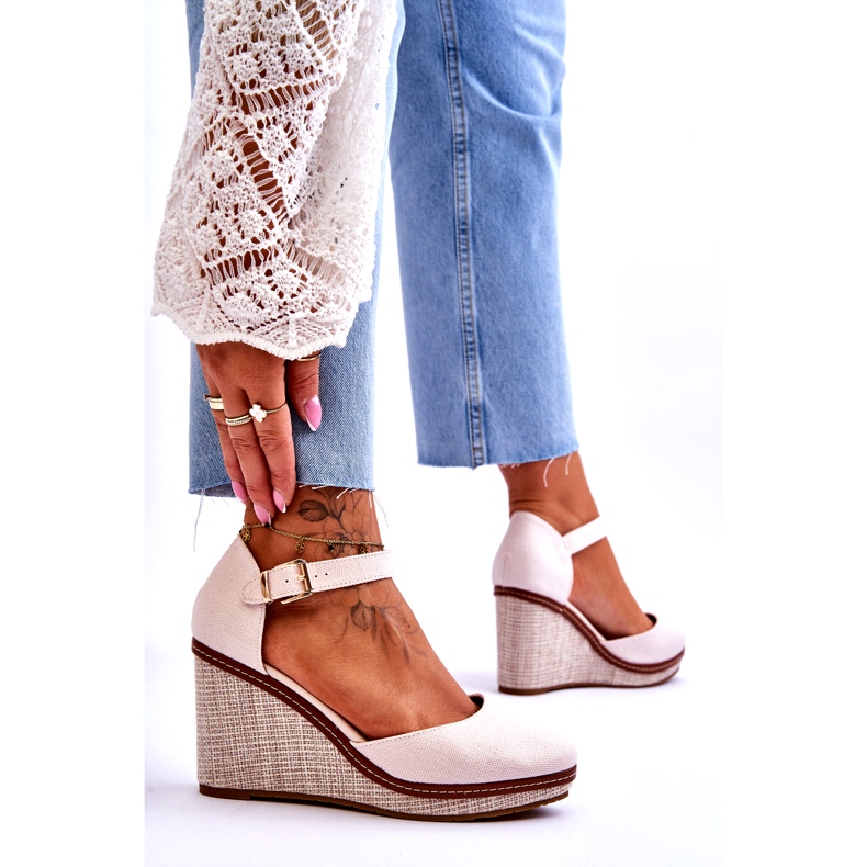 PS1 Sandálias femininas clássicas com cunha bege malani 4