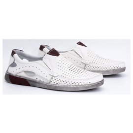 Olivier Mocassins masculinos de couro perfurado 937MP branco 2