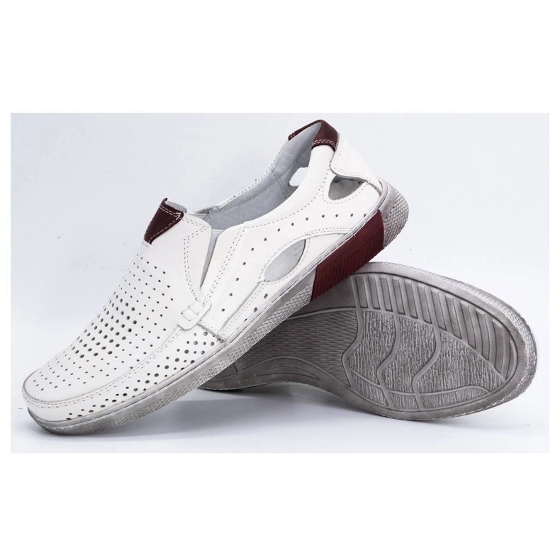 Olivier Mocassins masculinos de couro perfurado 937MP branco 3