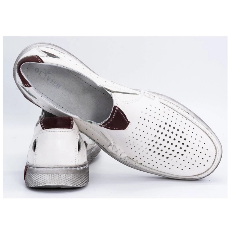 Olivier Mocassins masculinos de couro perfurado 937MP branco 4