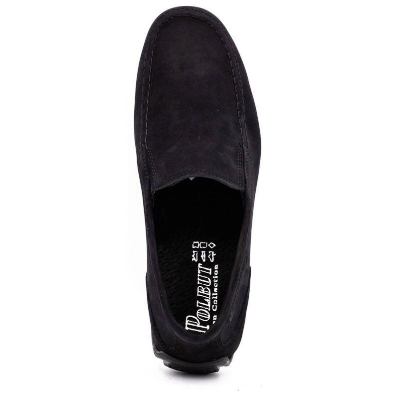 Polbut Mocassins de couro masculino 2105 nobuck preto 4