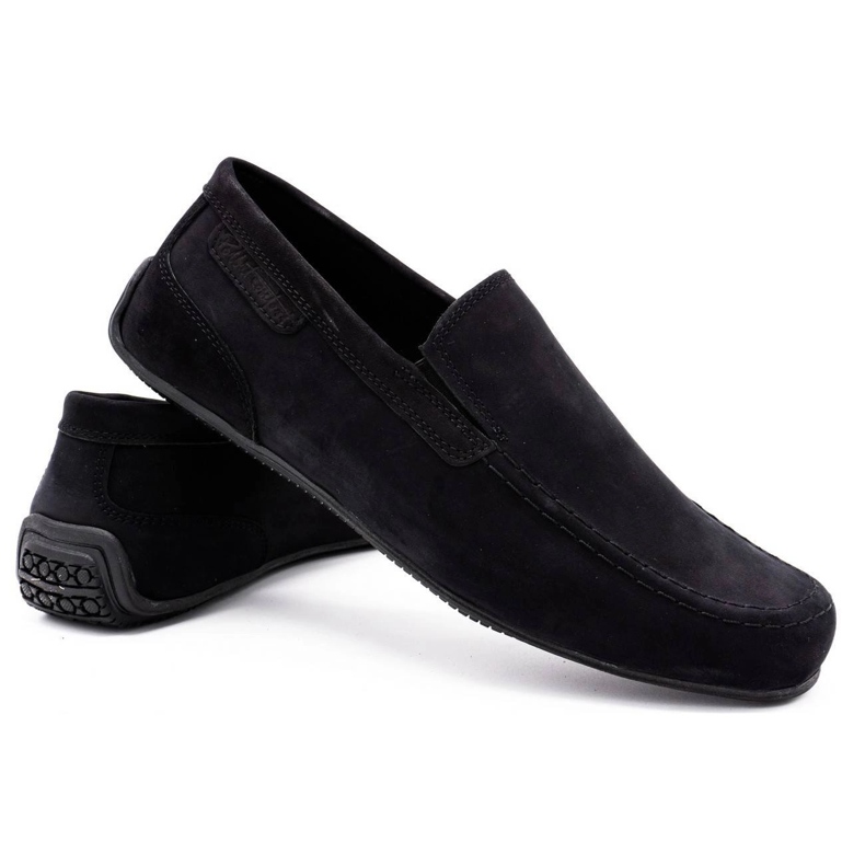 Polbut Mocassins de couro masculino 2105 nobuck preto 2