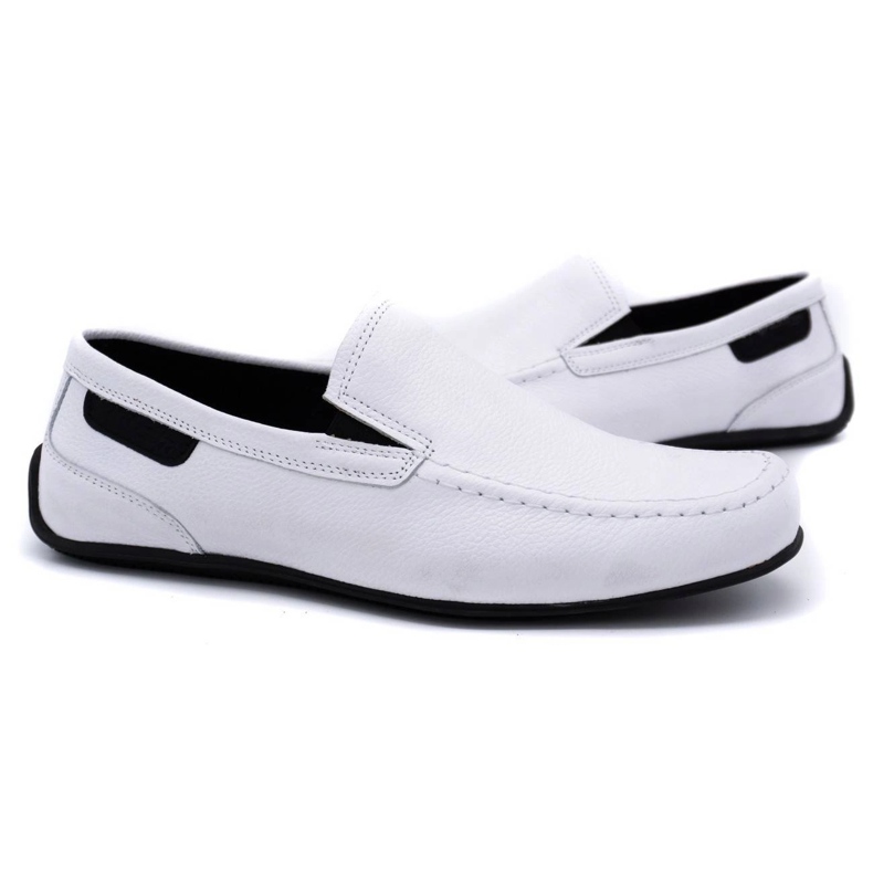 Polbut Mocassins de couro masculino 2105 branco 3