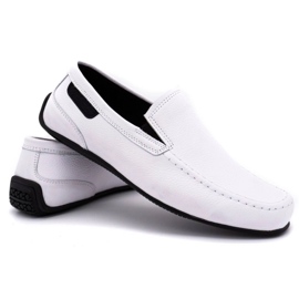 Polbut Mocassins de couro masculino 2105 branco 2