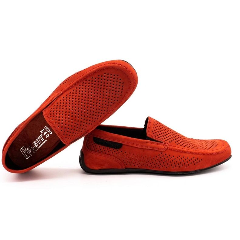 Polbut Mocassins de couro masculino 2105P vermelho 2