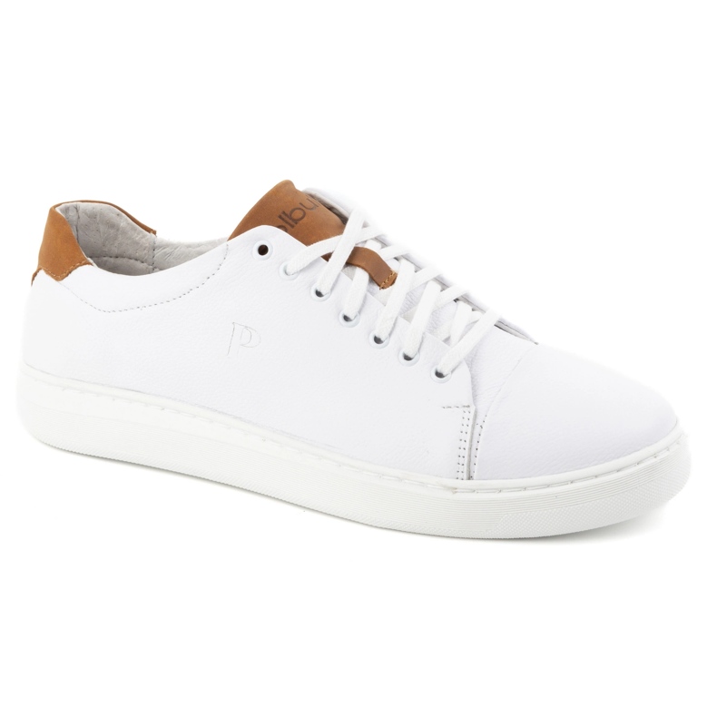 Polbut Sapatos de couro masculino 2109 branco 1